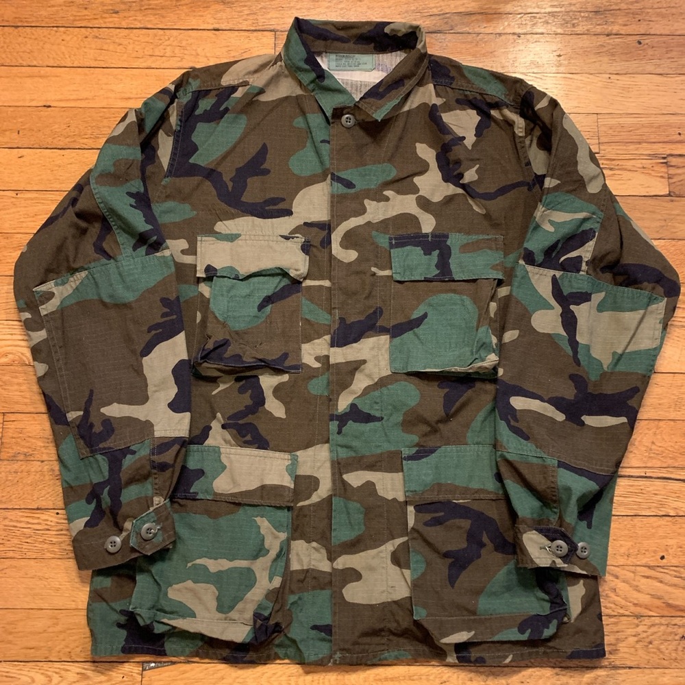 90s Vintage Military Issue Woodland Field Shirt